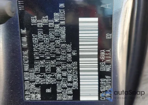 2012 Toyota Highlander Base из США, поврежденный, VIN 5TDBK3EH7CS116106